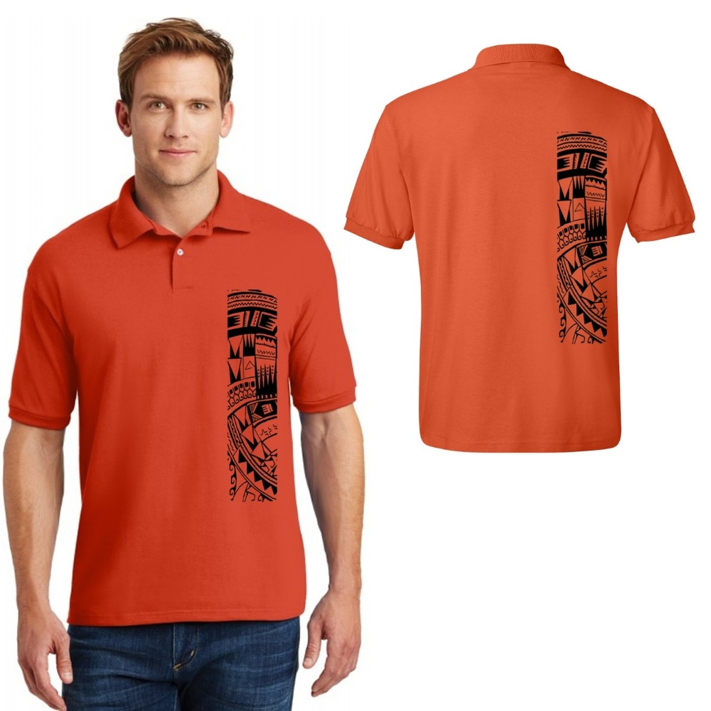 Heavy Weight Polo Sport Shirt Samoan Tattoo Print